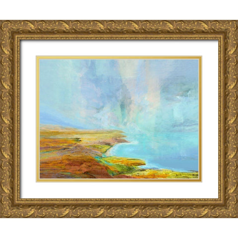 Ocean Cliffs Gold Ornate Wood Framed Art Print with Double Matting by Tienhaara, Michael