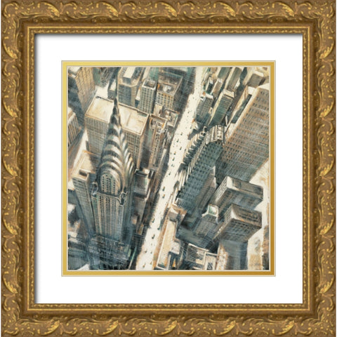 Aerial View Chrysler Bldg Gold Ornate Wood Framed Art Print with Double Matting by Daniels, Matthew