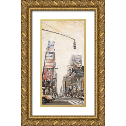 Times Square II Gold Ornate Wood Framed Art Print with Double Matting by Daniels, Matthew
