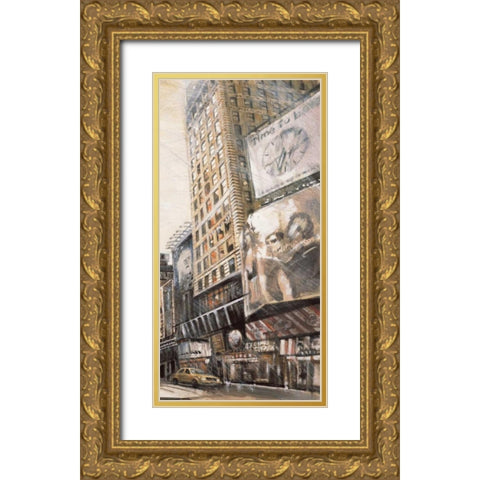 Times Square III Gold Ornate Wood Framed Art Print with Double Matting by Daniels, Matthew