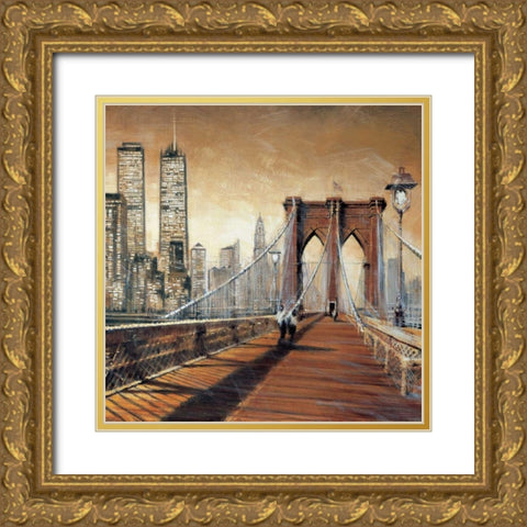 Manhattan Sunset II Gold Ornate Wood Framed Art Print with Double Matting by Daniels, Matthew