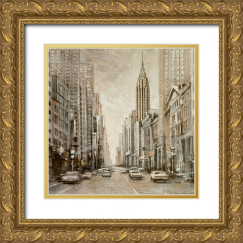 To the Chrysler Building Gold Ornate Wood Framed Art Print with Double Matting by Daniels, Matthew