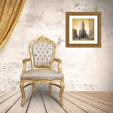 The Flatiron Building Gold Ornate Wood Framed Art Print with Double Matting by Daniels, Matthew
