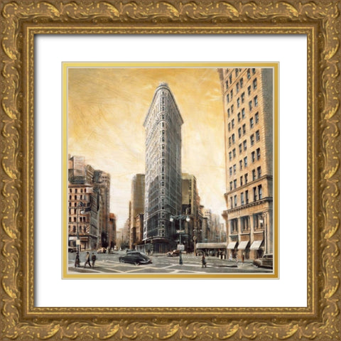 The Flatiron Building Gold Ornate Wood Framed Art Print with Double Matting by Daniels, Matthew