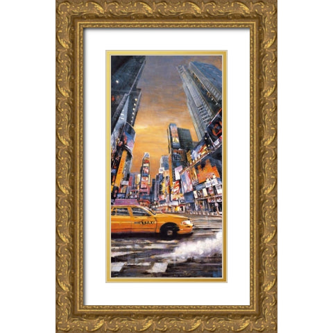 Times Square Perspective I Gold Ornate Wood Framed Art Print with Double Matting by Daniels, Matthew