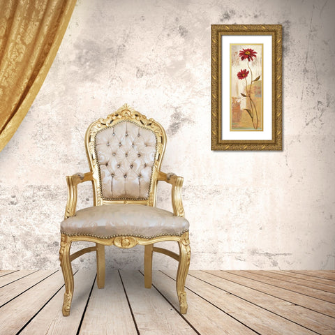 Panneau marguerite Gold Ornate Wood Framed Art Print with Double Matting by Besson, Nathalie