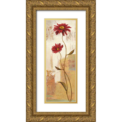 Panneau marguerite Gold Ornate Wood Framed Art Print with Double Matting by Besson, Nathalie