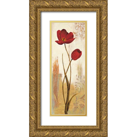 Panneau tulipe Gold Ornate Wood Framed Art Print with Double Matting by Besson, Nathalie