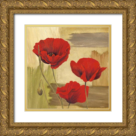 Panneau Printemps I Gold Ornate Wood Framed Art Print with Double Matting by Besson, Nathalie