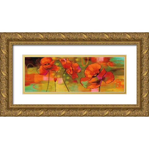 Magical Poppies Gold Ornate Wood Framed Art Print with Double Matting by Sutton, Nicole