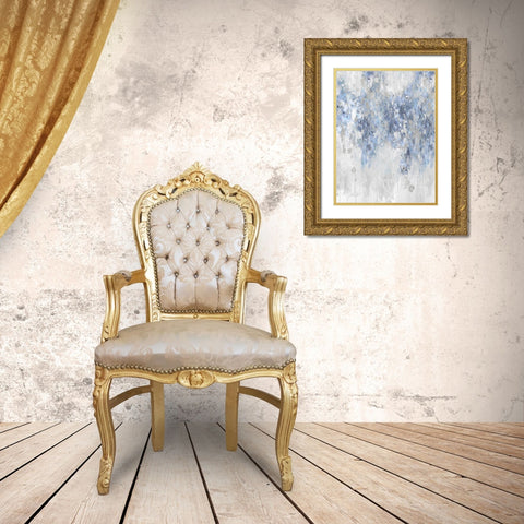 Cascade Blue with Silver Gold Ornate Wood Framed Art Print with Double Matting by Robbins, Nikki