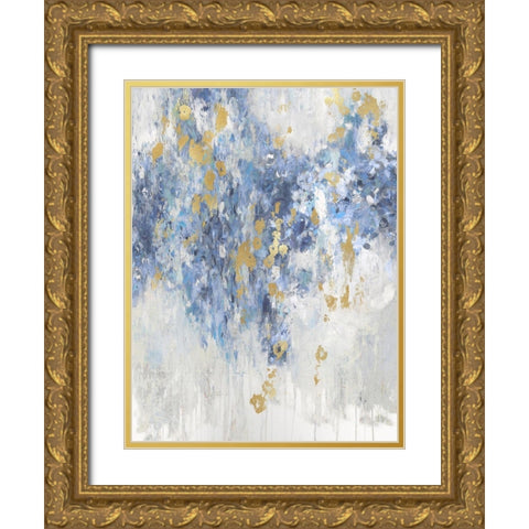 Cascade Indigo with Gold  Gold Ornate Wood Framed Art Print with Double Matting by Robbins, Nikki