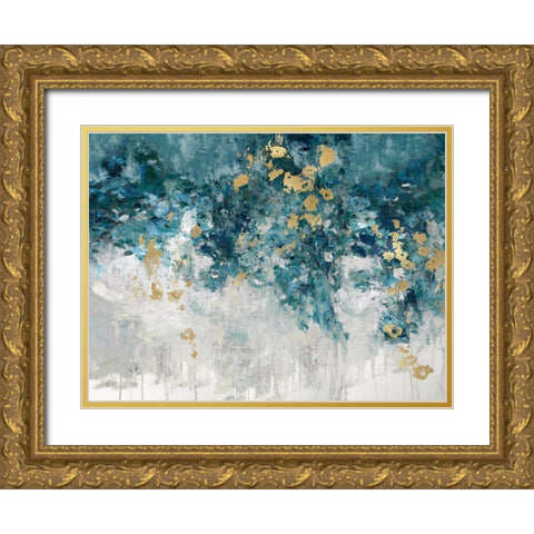 Charmed Teal Gold Ornate Wood Framed Art Print with Double Matting by Robbins, Nikki
