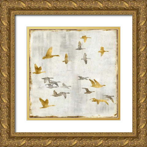 Golden Flight I Gold Ornate Wood Framed Art Print with Double Matting by Spencer, Nick
