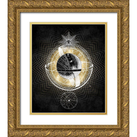 Zodiac Sphere IV Gold Ornate Wood Framed Art Print with Double Matting by Jeffries, Oliver