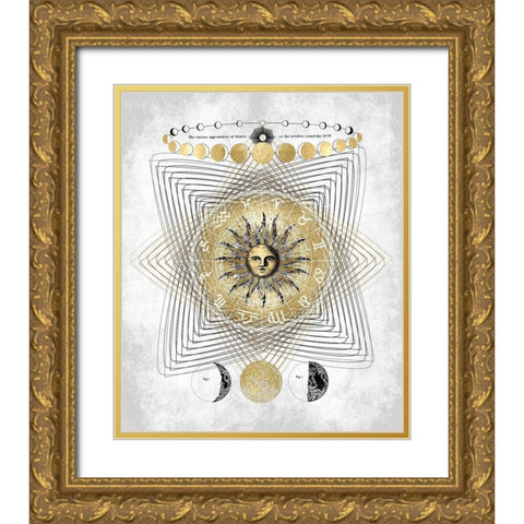 Zodiac Sun I Gold Ornate Wood Framed Art Print with Double Matting by Jeffries, Oliver