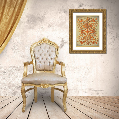 Ornamental Scroll II Gold Ornate Wood Framed Art Print with Double Matting by Segovia, Pablo