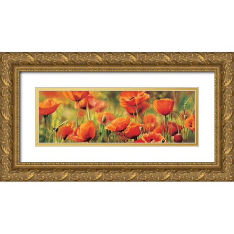 Symphonie de coquelicots Gold Ornate Wood Framed Art Print with Double Matting by Viollet, Pierre