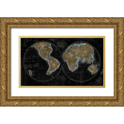 The World In Gold Gold Ornate Wood Framed Art Print with Double Matting by Brennan, Russell