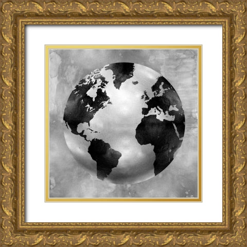 Silver Globe Gold Ornate Wood Framed Art Print with Double Matting by Brennan, Russell