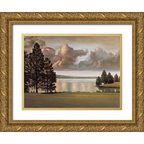Lakeside II Gold Ornate Wood Framed Art Print with Double Matting by Dunahay, Richard