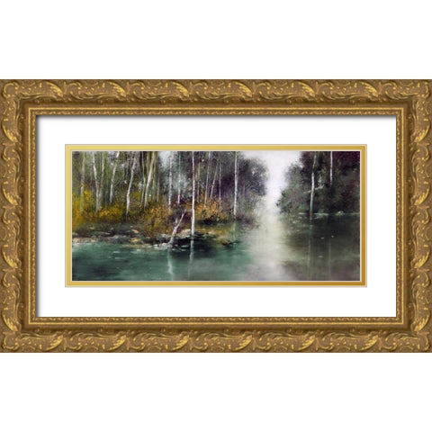 Birch Trees Gold Ornate Wood Framed Art Print with Double Matting by Di Scenza, Ron