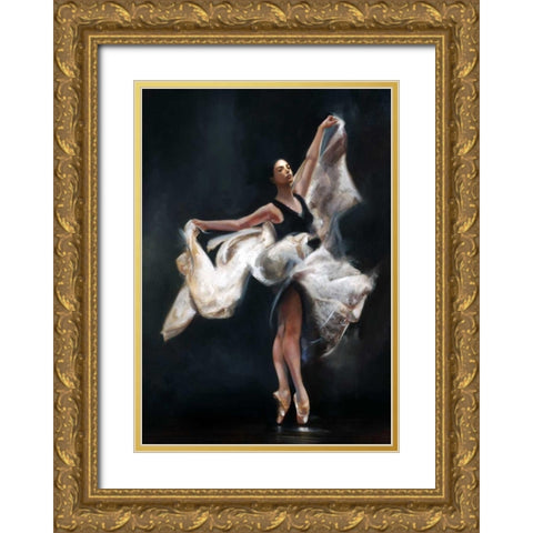 Butterfly Ballet Gold Ornate Wood Framed Art Print with Double Matting by Di Scenza, Ron