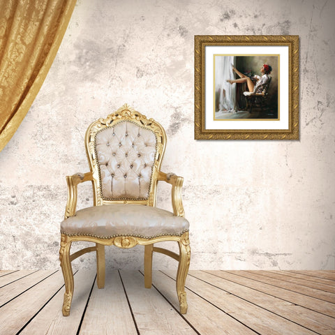 Coffee Break Gold Ornate Wood Framed Art Print with Double Matting by Di Scenza, Ron