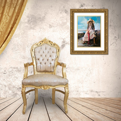 Hot Day Gold Ornate Wood Framed Art Print with Double Matting by Di Scenza, Ron