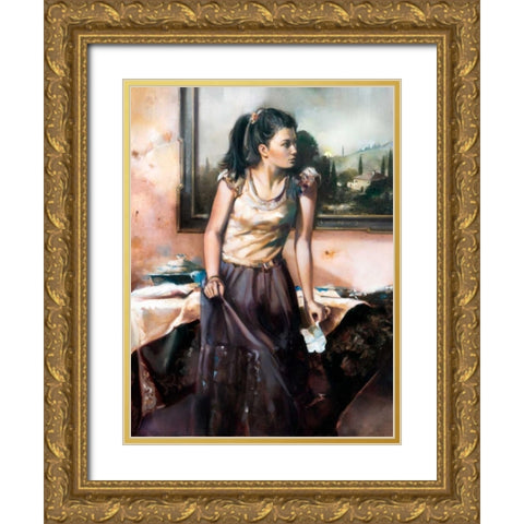 Tuscan Letter Gold Ornate Wood Framed Art Print with Double Matting by Di Scenza, Ron