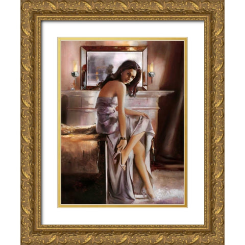 Stepping Out Gold Ornate Wood Framed Art Print with Double Matting by Di Scenza, Ron