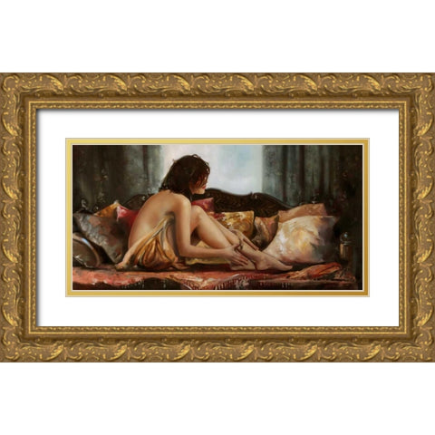 Morning Pause Gold Ornate Wood Framed Art Print with Double Matting by Di Scenza, Ron
