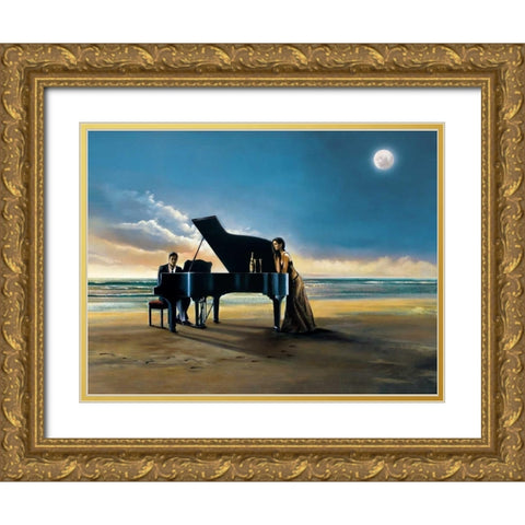 Moonlight Serenade Gold Ornate Wood Framed Art Print with Double Matting by Di Scenza, Ron