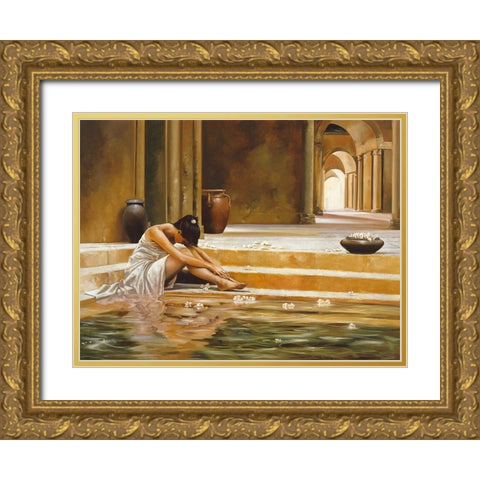 Healing Water Gold Ornate Wood Framed Art Print with Double Matting by Di Scenza, Ron