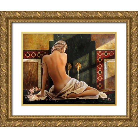 Calming Water Gold Ornate Wood Framed Art Print with Double Matting by Di Scenza, Ron