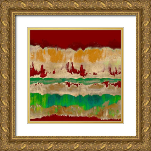 Wholeheartedly in Red Gold Ornate Wood Framed Art Print with Double Matting by Springer, Rachel