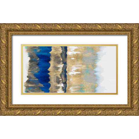 Resonate in Gold and Blue Gold Ornate Wood Framed Art Print with Double Matting by Springer, Rachel