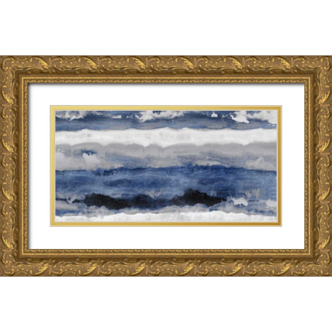 Indigo Strata Gold Ornate Wood Framed Art Print with Double Matting by Springer, Rachel