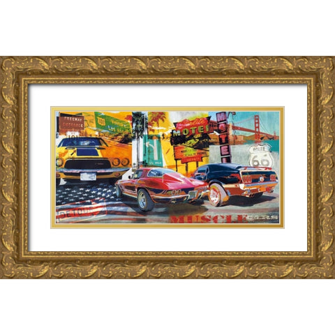 Muscle Cars Gold Ornate Wood Framed Art Print with Double Matting by Foster, Ray