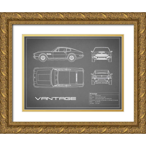 Aston V8 Vantage-Grey Gold Ornate Wood Framed Art Print with Double Matting by Rogan, Mark