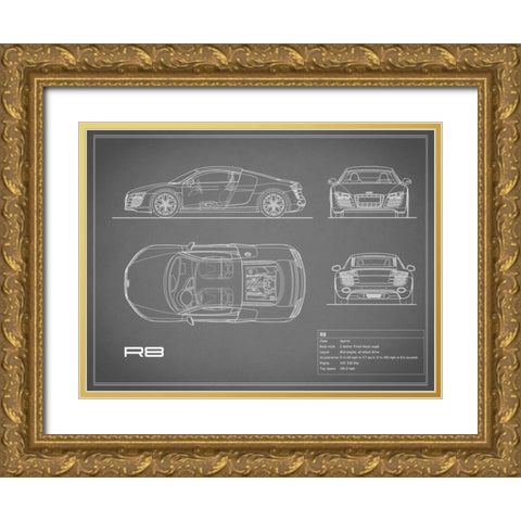 Audi R8 V10-Grey Gold Ornate Wood Framed Art Print with Double Matting by Rogan, Mark
