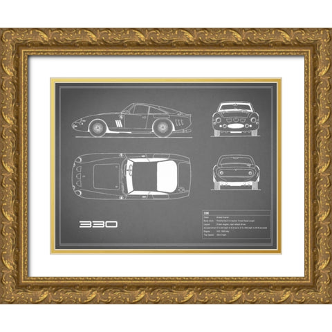 Ferrari 330-Grey Gold Ornate Wood Framed Art Print with Double Matting by Rogan, Mark