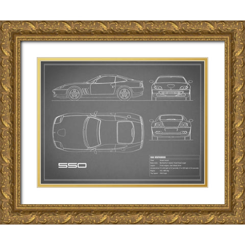 Ferrari 550-Grey Gold Ornate Wood Framed Art Print with Double Matting by Rogan, Mark