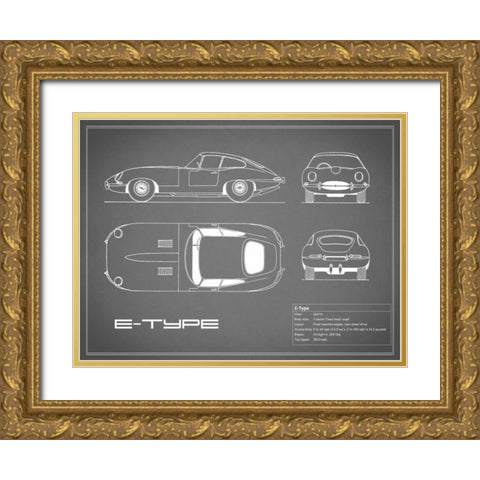 Jaguar E-Type-Grey Gold Ornate Wood Framed Art Print with Double Matting by Rogan, Mark