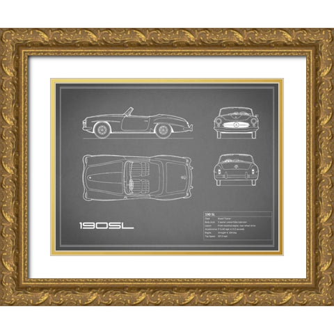 Mercedes 190-SL-Grey Gold Ornate Wood Framed Art Print with Double Matting by Rogan, Mark