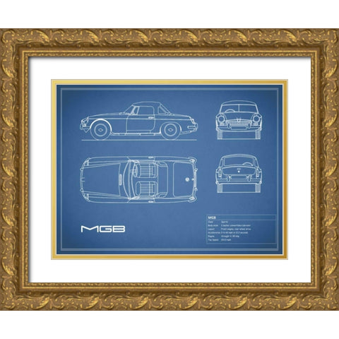 MGB-Blue Gold Ornate Wood Framed Art Print with Double Matting by Rogan, Mark