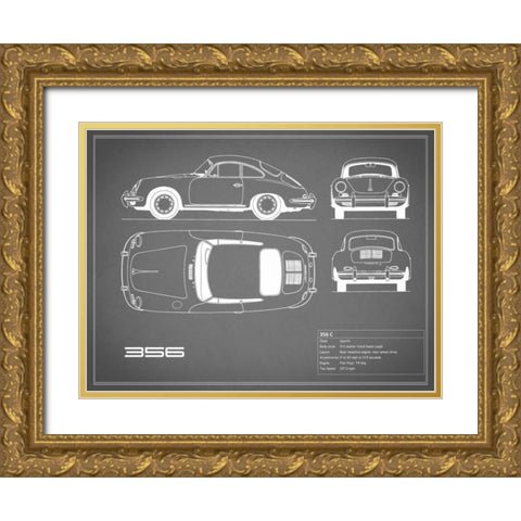 Porsche 356C-Grey Gold Ornate Wood Framed Art Print with Double Matting by Rogan, Mark