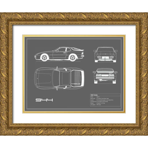 Porsche 944 Turbo-Grey Gold Ornate Wood Framed Art Print with Double Matting by Rogan, Mark