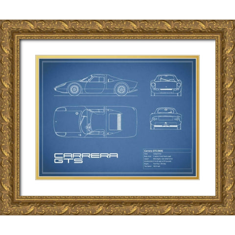 Porsche Carrera GTS-Blue Gold Ornate Wood Framed Art Print with Double Matting by Rogan, Mark