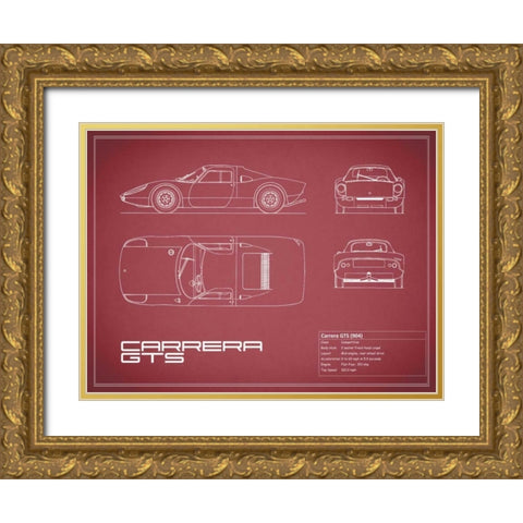 Porsche Carrera GTS-Maroon Gold Ornate Wood Framed Art Print with Double Matting by Rogan, Mark